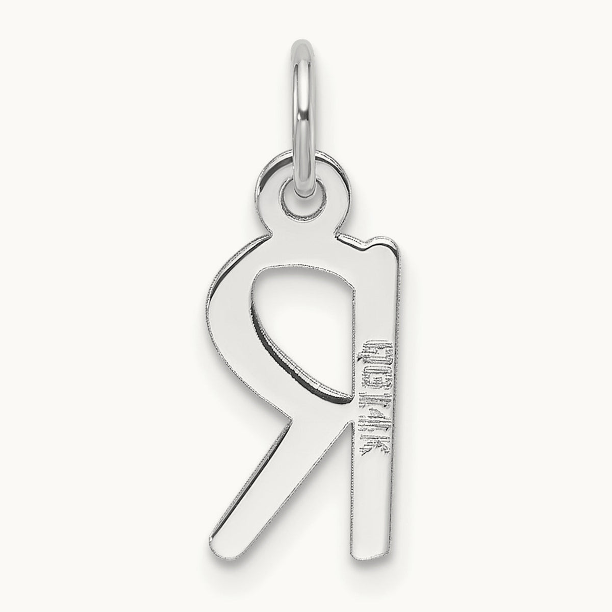 Slanted Block Initial Charm — 14K White Gold, R