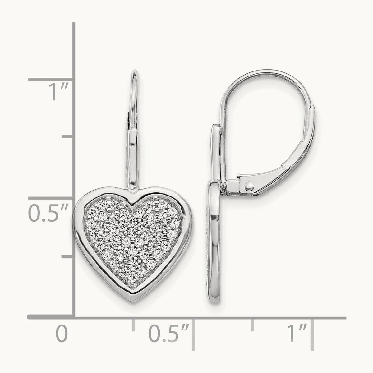 Diamond Fancy Heart Leverback Earrings, 14K White Gold