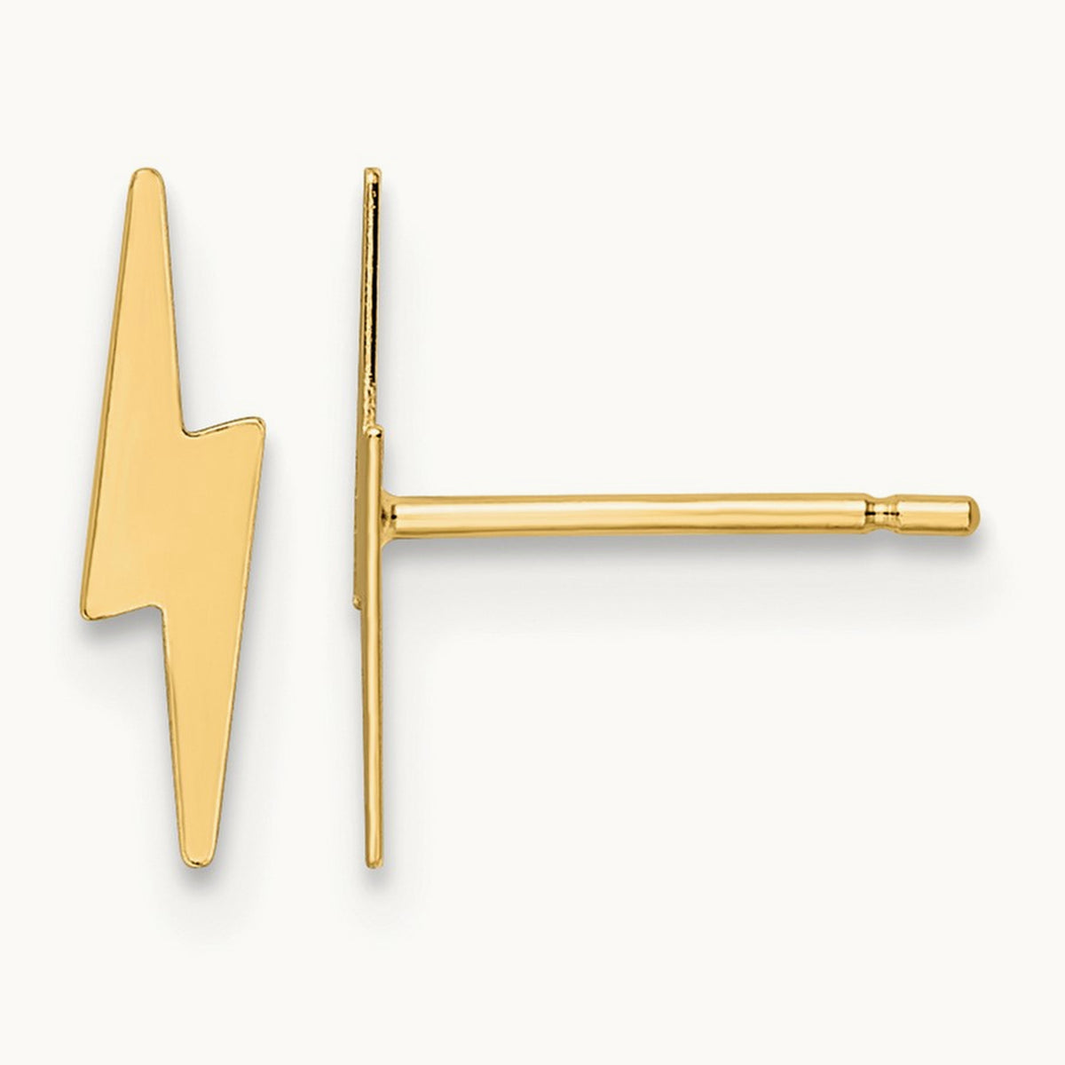 Polished Lightning Bolt Post Earrings, 14K