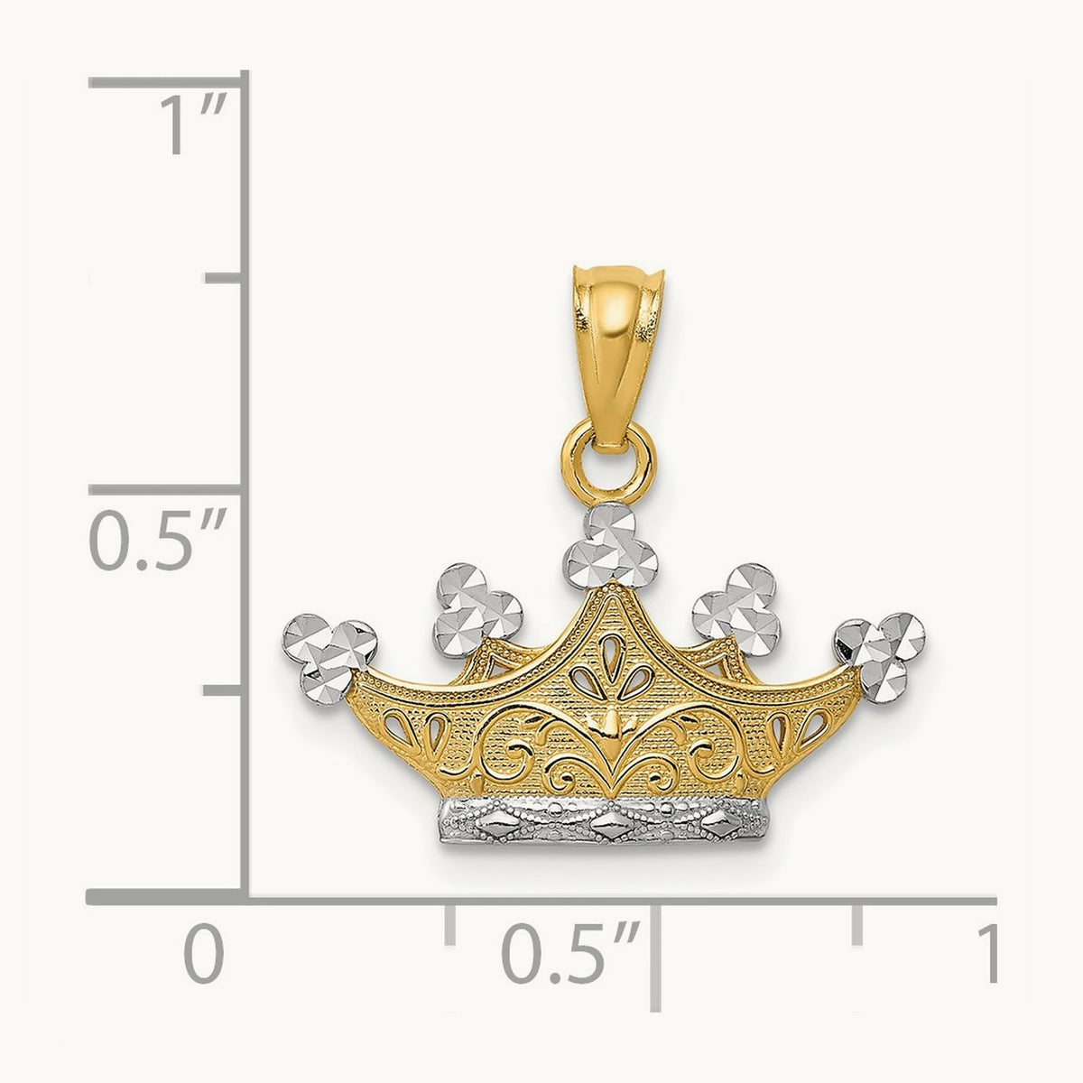 Crown Pendant, 14K with Rhodium