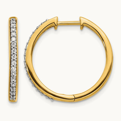 Diamond Hinged Hoop Earrings — 14K Yellow Gold, 0.256 ct