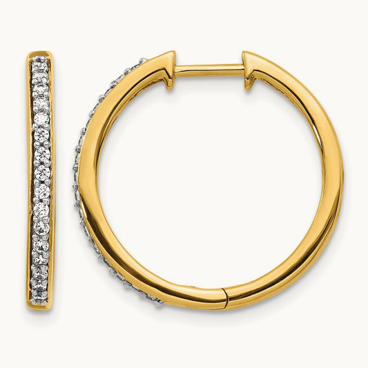 Diamond Hinged Hoop Earrings — 14K Yellow Gold, 0.256 ct