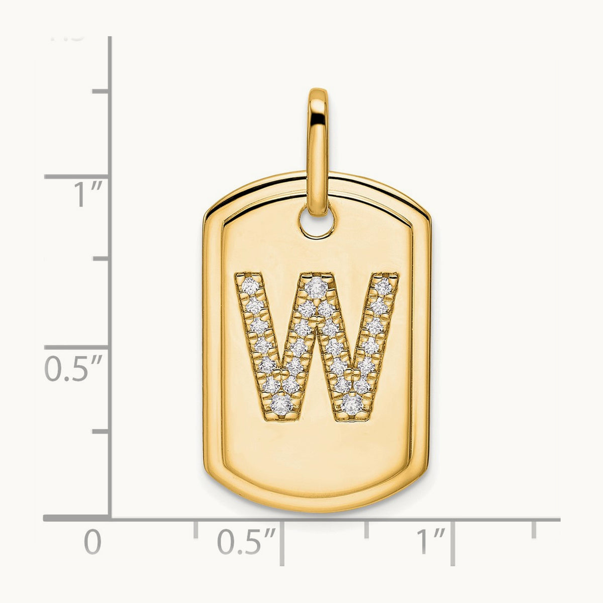 Diamond Dog Tag Charm — 14K Yellow Gold, W