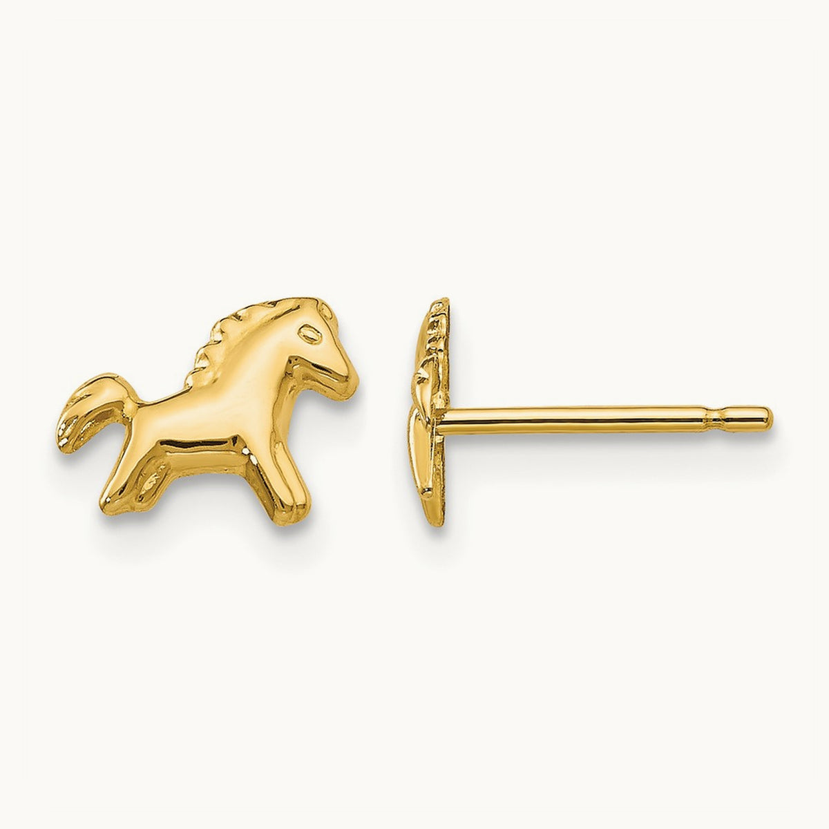 Polished Horse Post Earrings, 14K