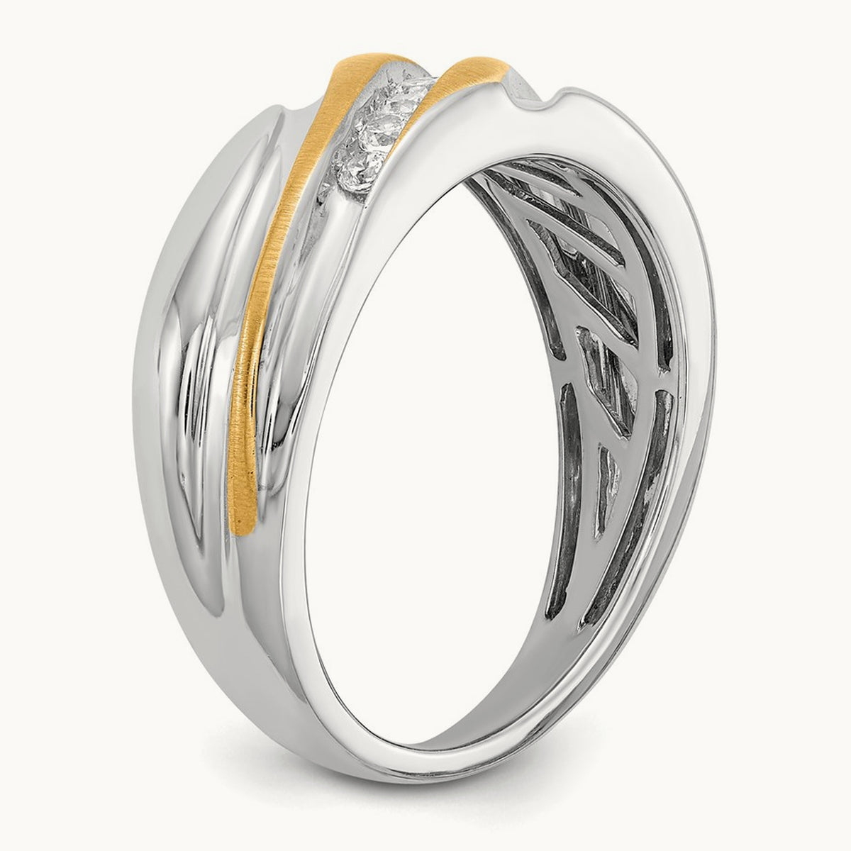 Diamond Men's Ring, SATIN: UP&DOWN, 14K Two-tone