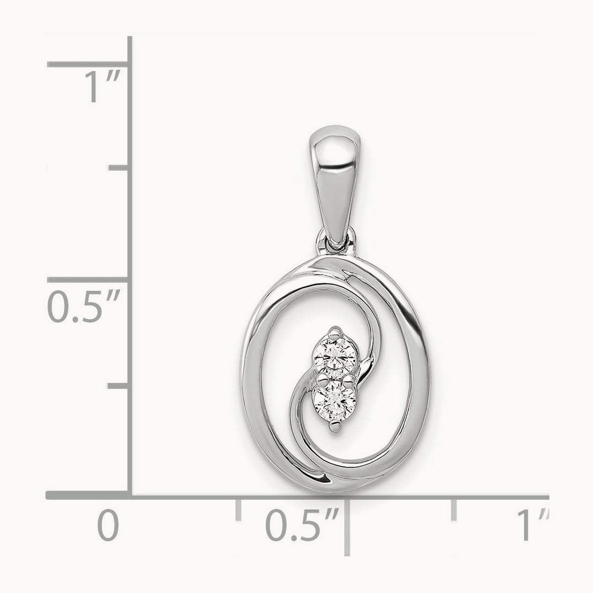 Polished 1/8ct. Diamond Oval Pendant, 14K White Gold