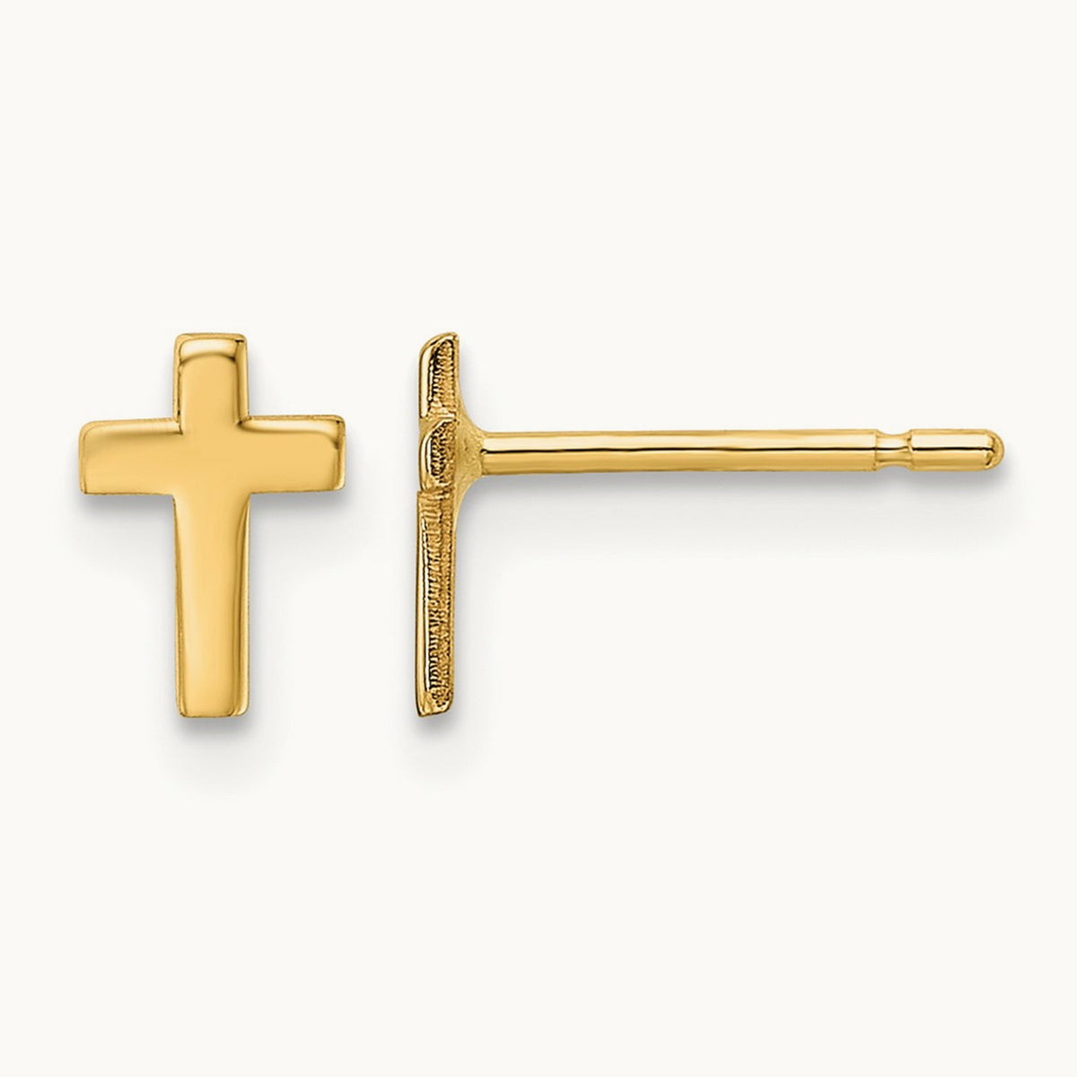 Polished Cross Post Earrings, 14K