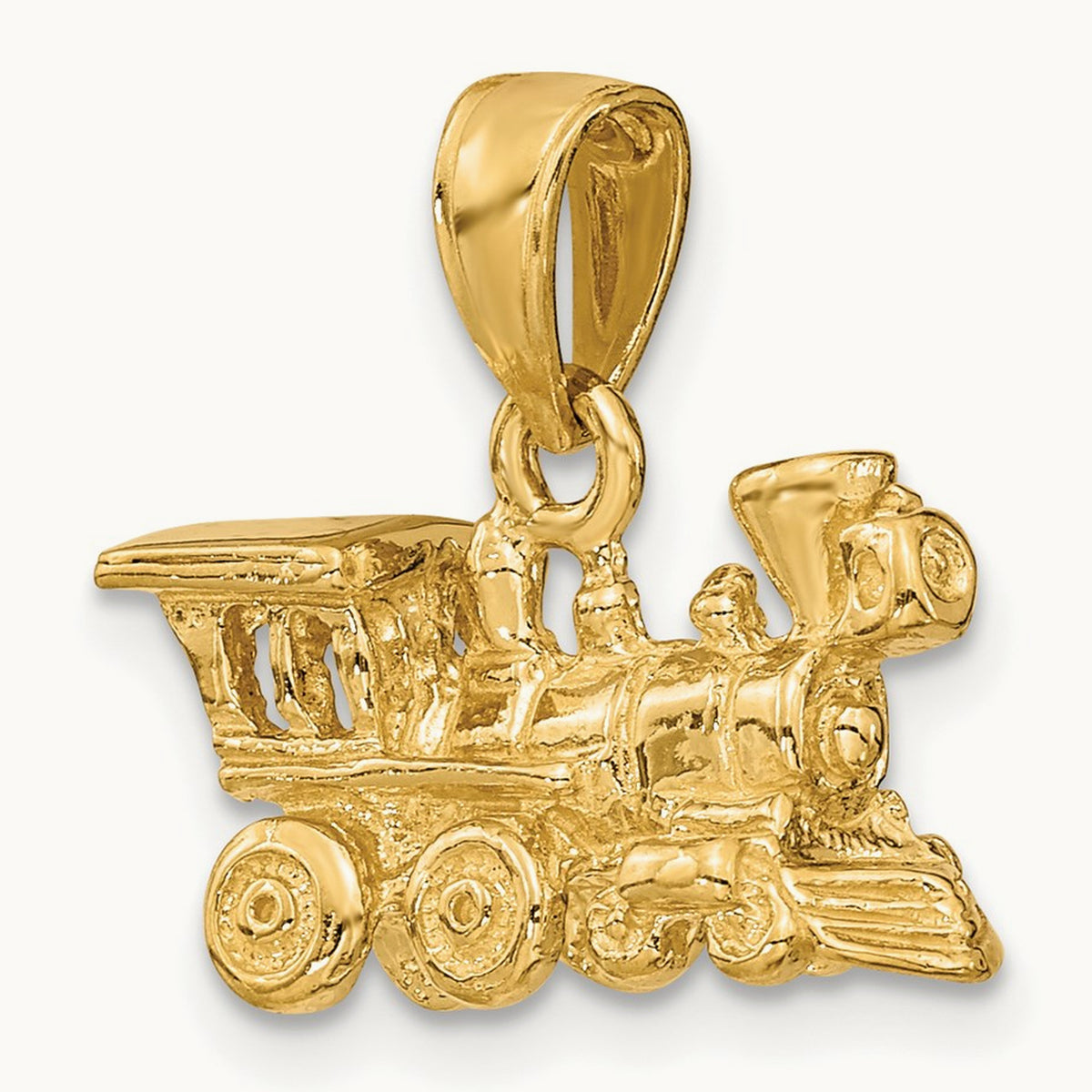 3-D Locomotive Charm, 14K