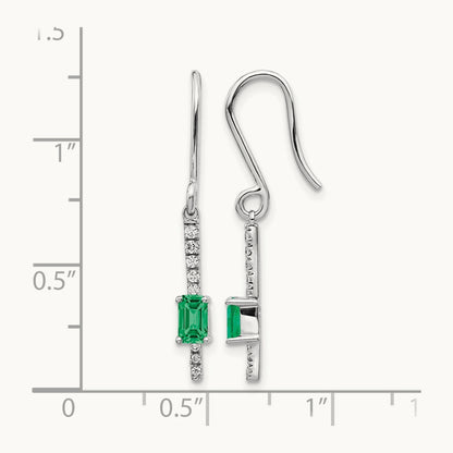 Created Emerald Earrings, 0.10 ct tw Lab-Grown Diamond