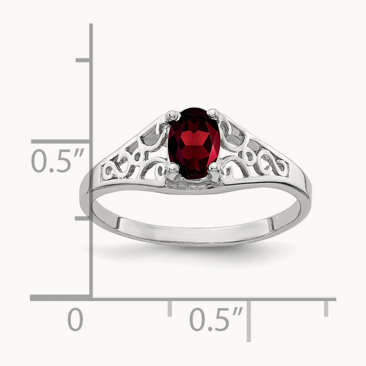 6x4mm Oval Garnet ring, 14K White Gold