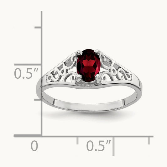 6x4mm Oval Garnet ring, 14K White Gold