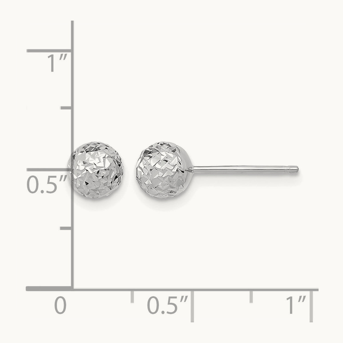 Diamond-Cut Ball Post Earrings — 14K White Gold
