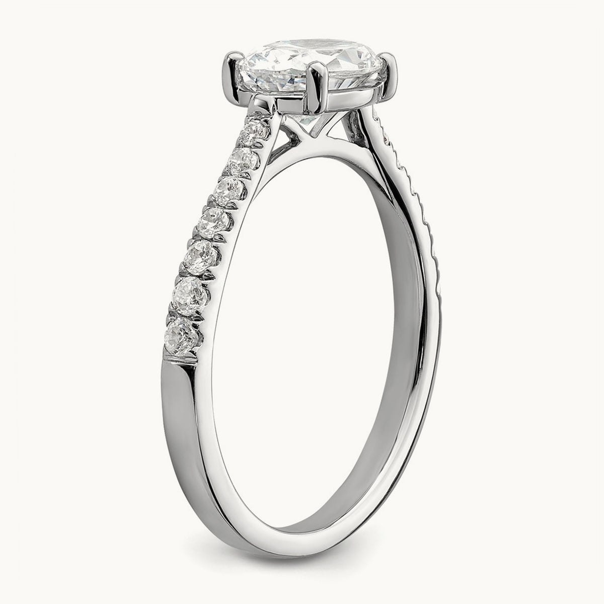 East West Oval Semi-Mount Engagement Ring — 1 ct, 7