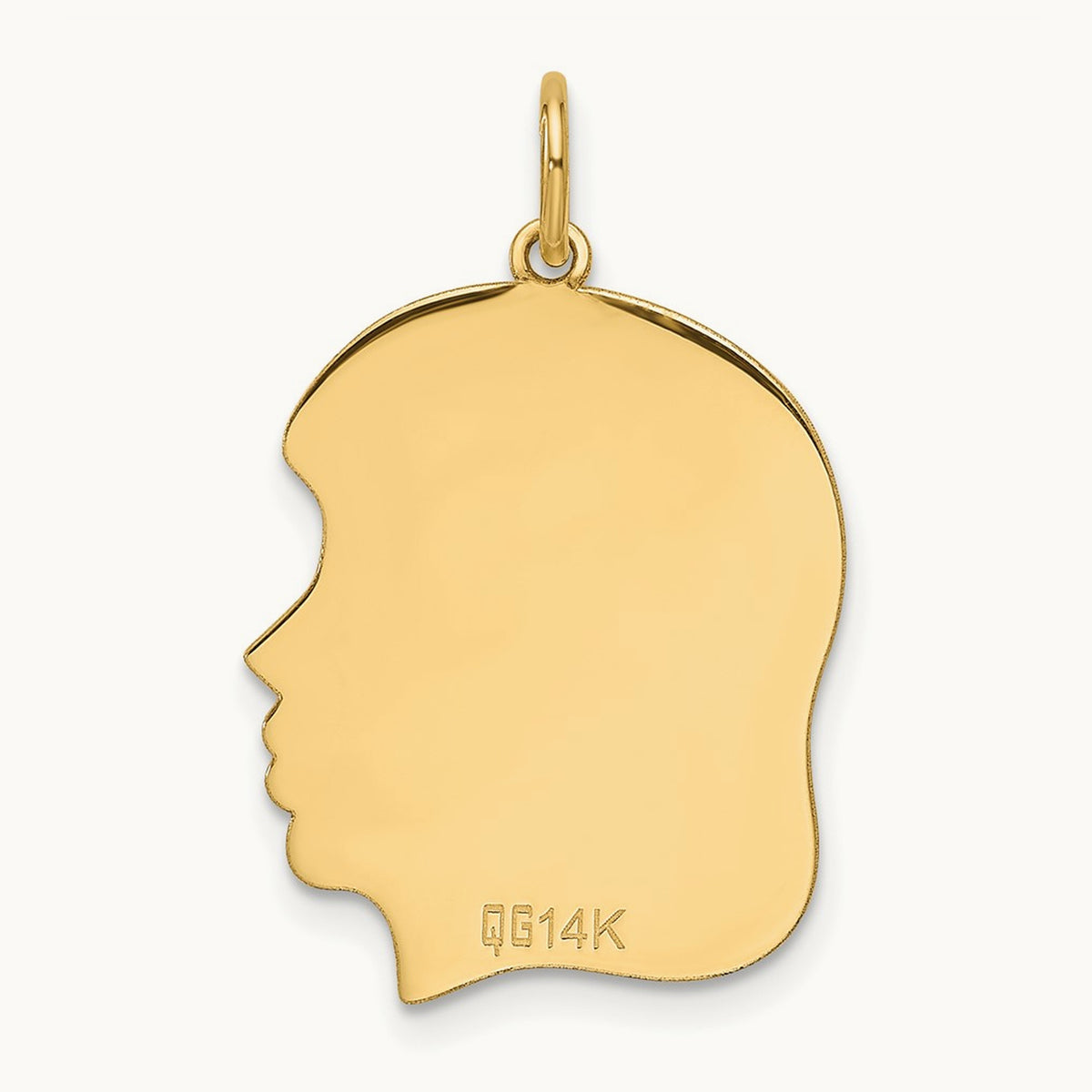 Plain Medium .013 Gauge Facing Right Engravable Girl Head Charm — 25.2mm