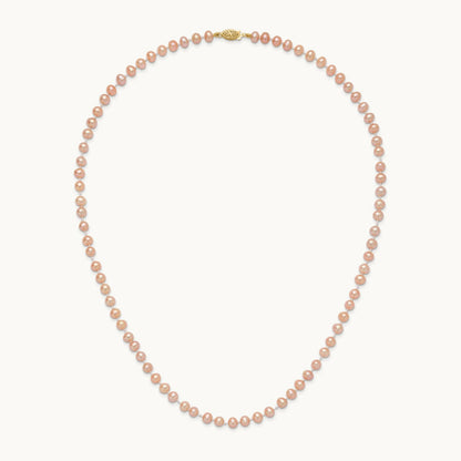 5- Pink Near Round Freshwater Cultured Pearl Necklace, 14K