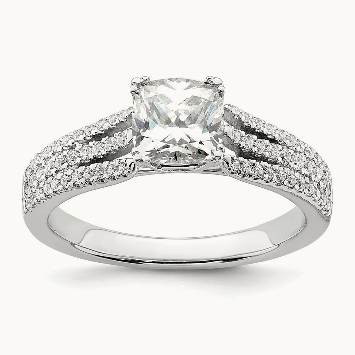 3-Row Cushion Semi-Mount Engagement Ring — 1 ct, 7