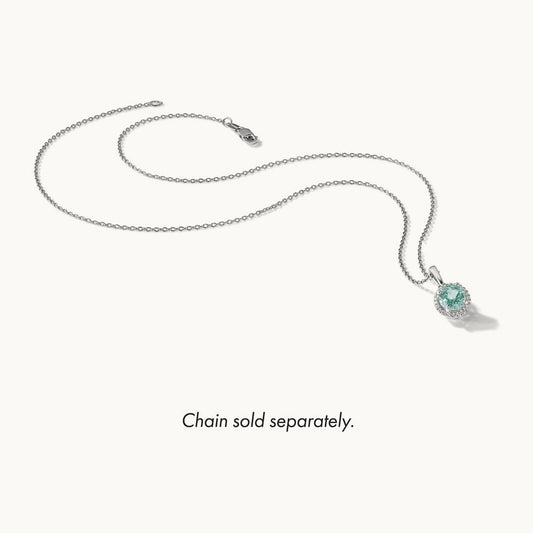 Created Paraiba Halo Pendant, 0.10 ct tw Lab-Grown Diamond
