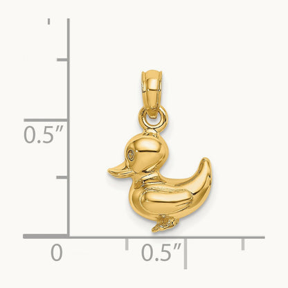 3-D Duckling Charm, 14K