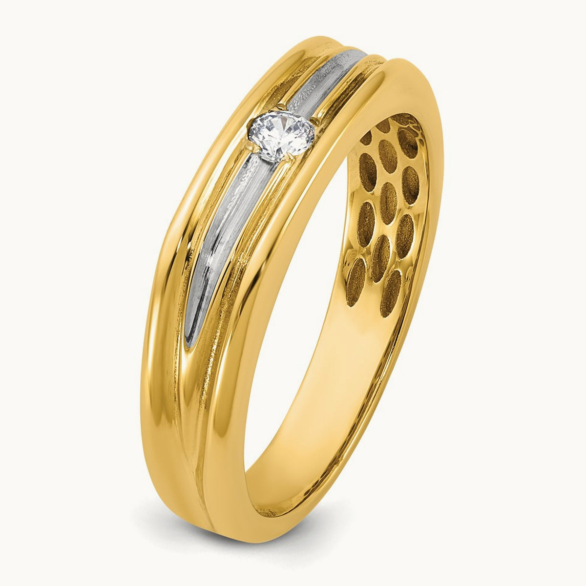 Setting: with White Rhodium IB Goodman Men's Diamond Ring Mounting, 14K Gold — 14K Yellow Gold