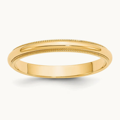 Milgrain Half Round Band, 3mm, 10K Yellow Gold
