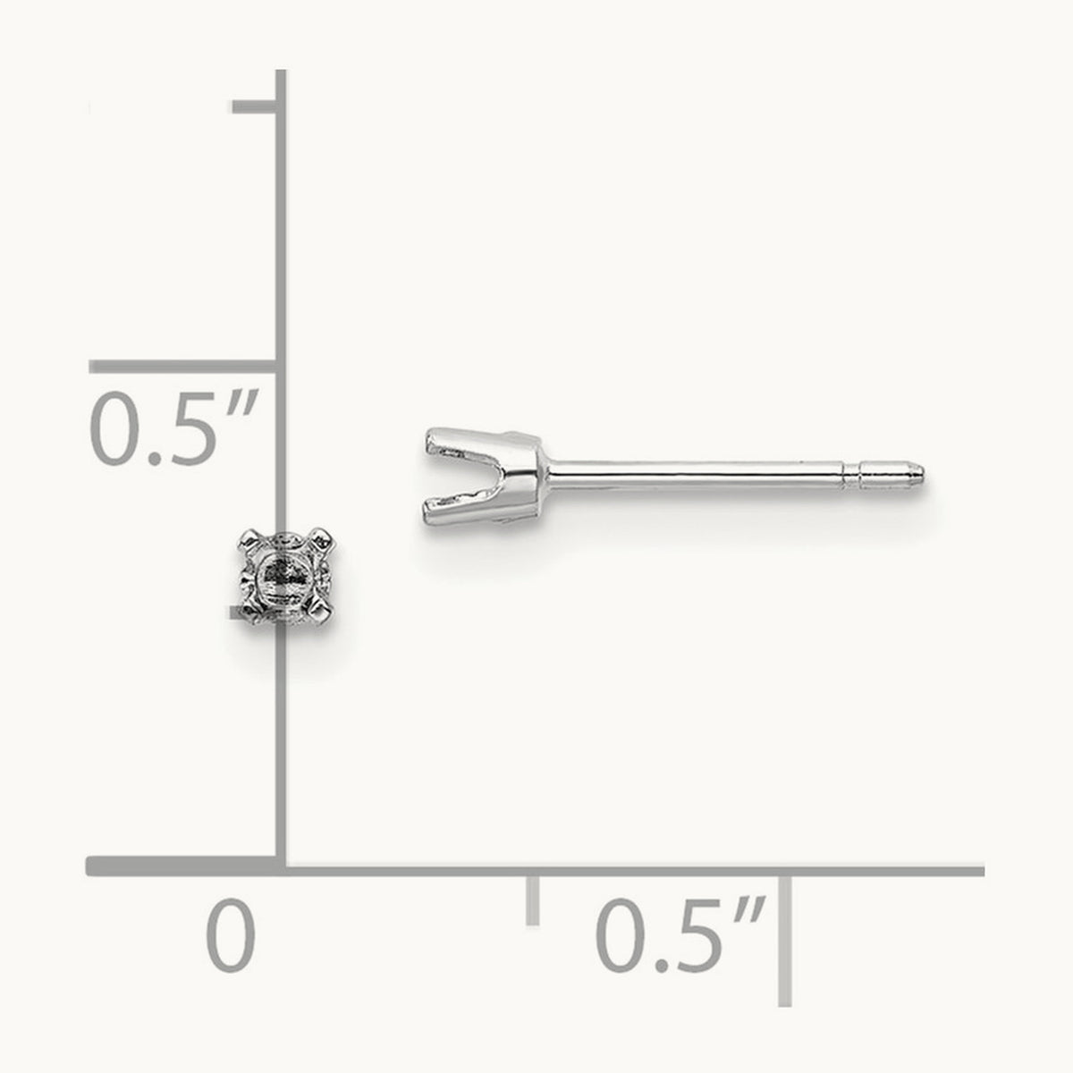 Setting: Round Stud Earring Mounting with backs, 2.25mm in 14K White Gold