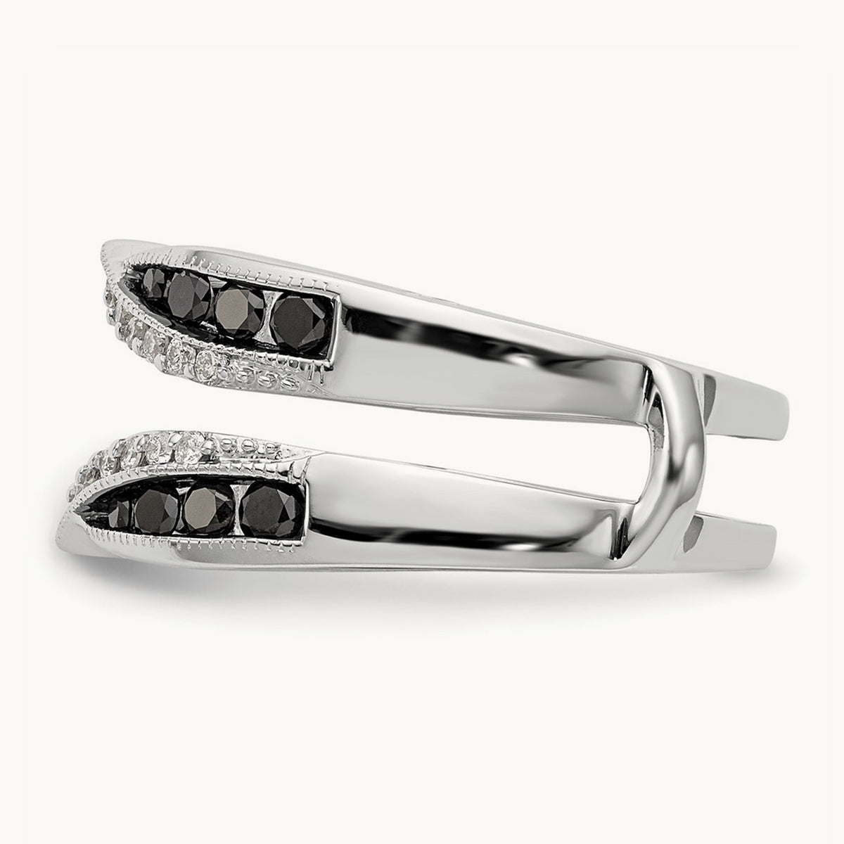 Black and White Diamond Guard, 14K White Gold