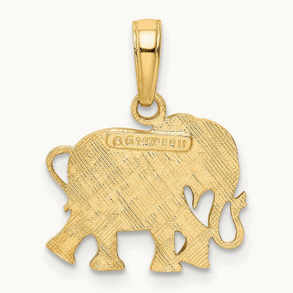 Textured Elephant Pendant, 14K