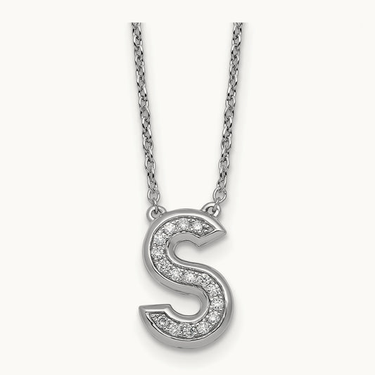 Initial S Necklace, 0.15 ct tw Lab-Grown Diamond