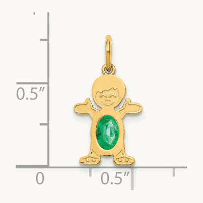 Boy 6x4 Oval Genuine Emerald-May — 14K Yellow Gold