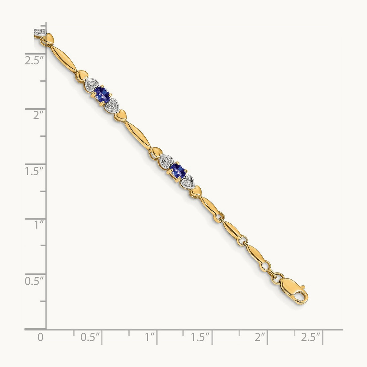 Diamond and Tanzanite Bracelet — 14K Yellow Gold