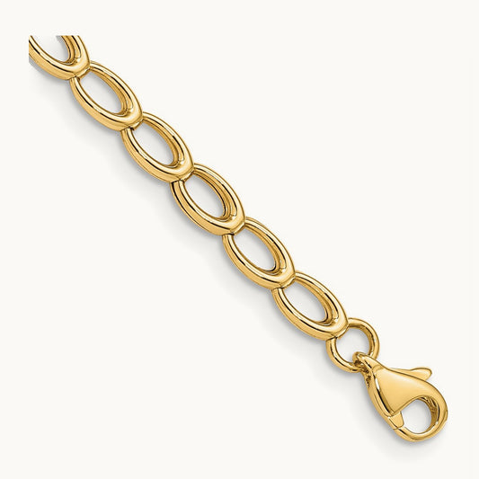 Polished Open Link Bracelet — 14K Yellow Gold