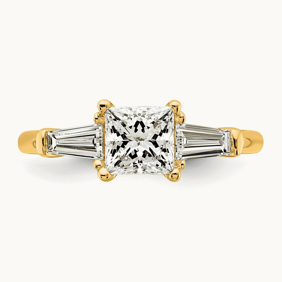 Princess & Baguette Engagement Ring, 1.50-3.75 ct tw Lab-Grown Diamond — 1 1/2 ct, 14K Yellow Gold
