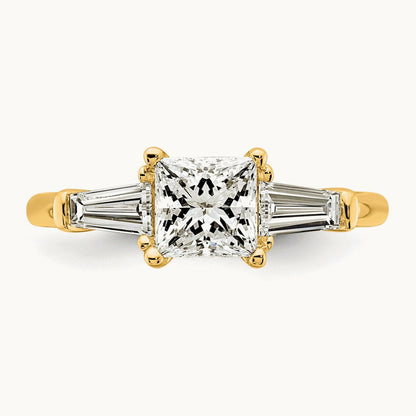 Princess & Baguette Engagement Ring, 1.50-3.75 ct tw Lab-Grown Diamond — 1 1/2 ct, 14K Yellow Gold