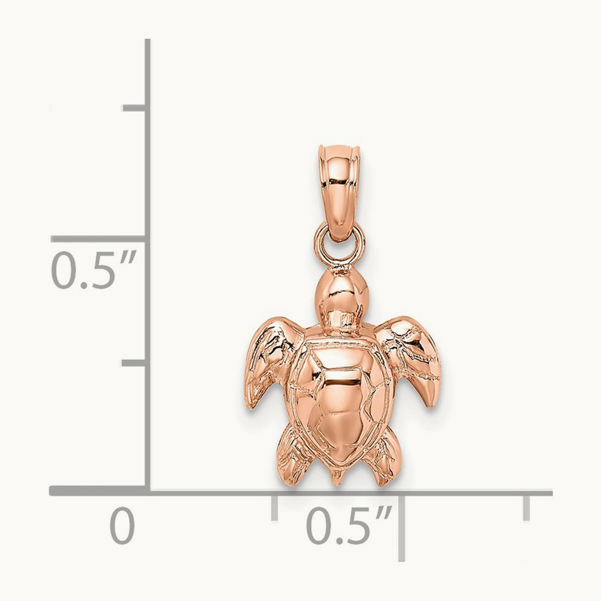 Textured Mini Sea Turtle Charm — 14K Rose Gold