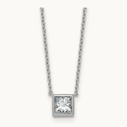 Princess Bezel Set Pendant, 1.00-4.00 ct tw Lab-Grown Diamond — 1 ct, 14K White Gold