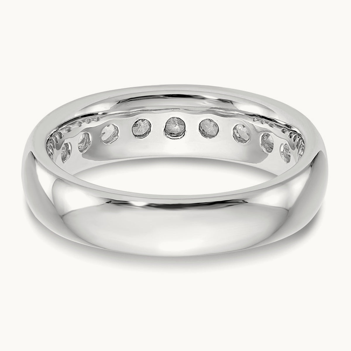 9-Stone Diamond Channel Band, 14K White Gold