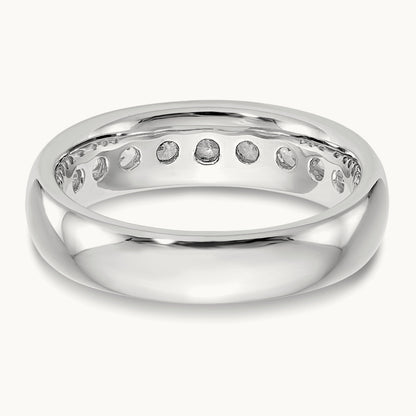 9-Stone Diamond Channel Band, 14K White Gold