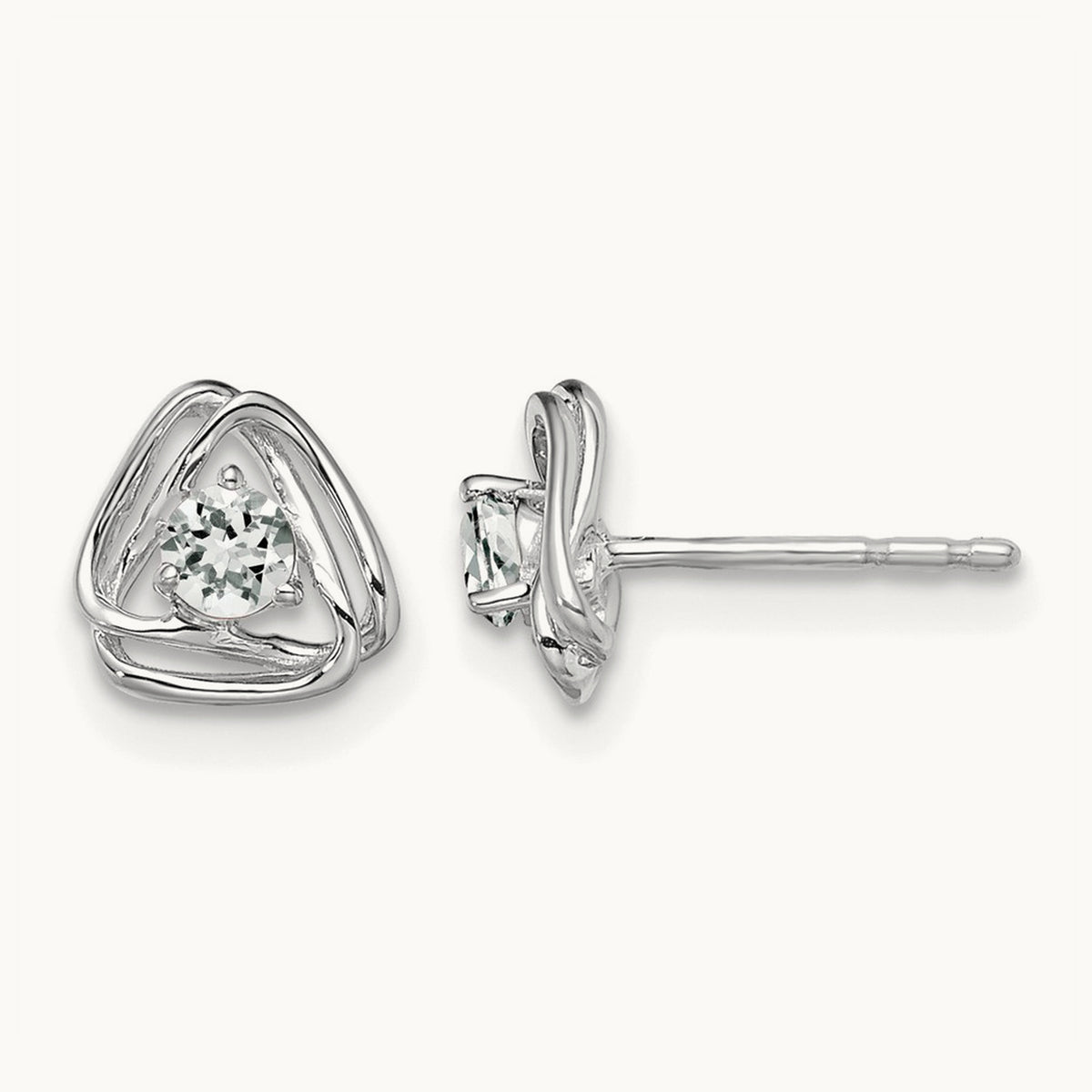 Topaz Post Earrings — 14K White Gold