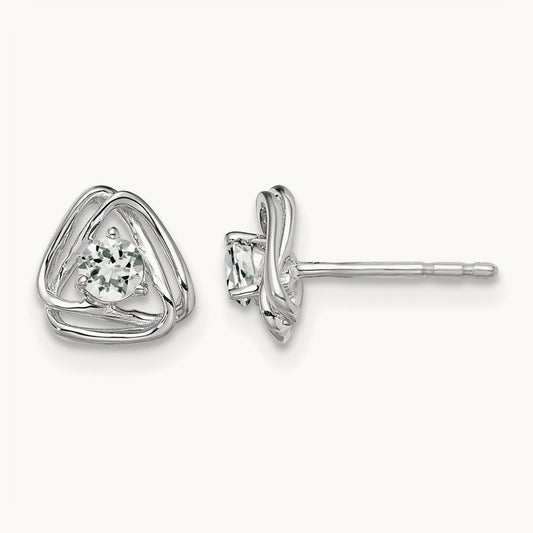 Topaz Post Earrings — 14K White Gold