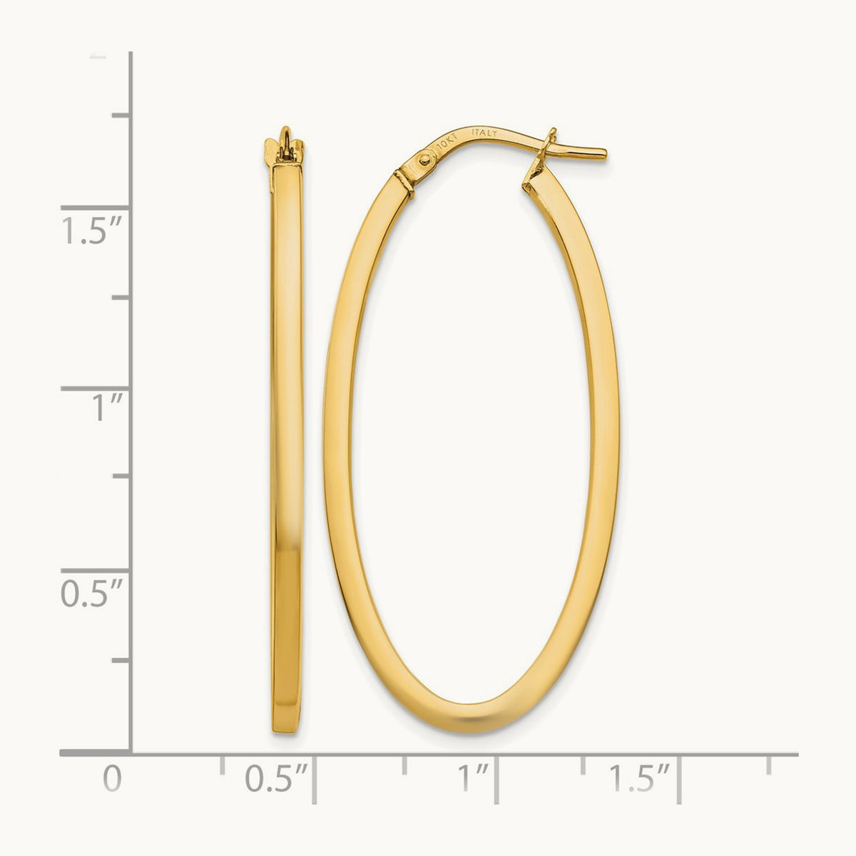 Polished Oval Hinged Hoop Earrings — Leslie's — 10K Yellow Gold, 41mm