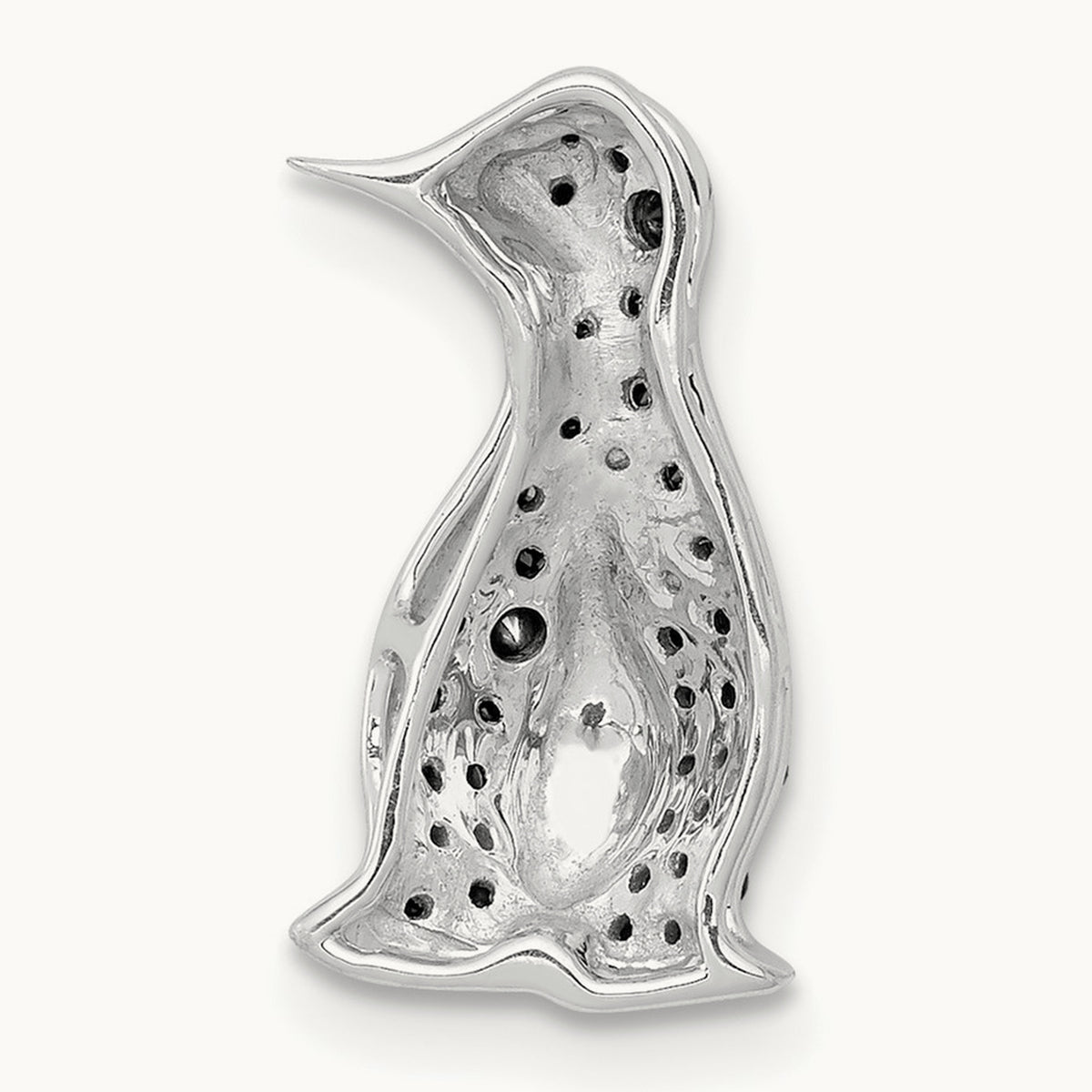 1/5ct. Black Diamond Penguin Chain Slide, 14K White Gold