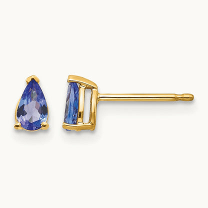 Tanzanite Post Earrings, 14K