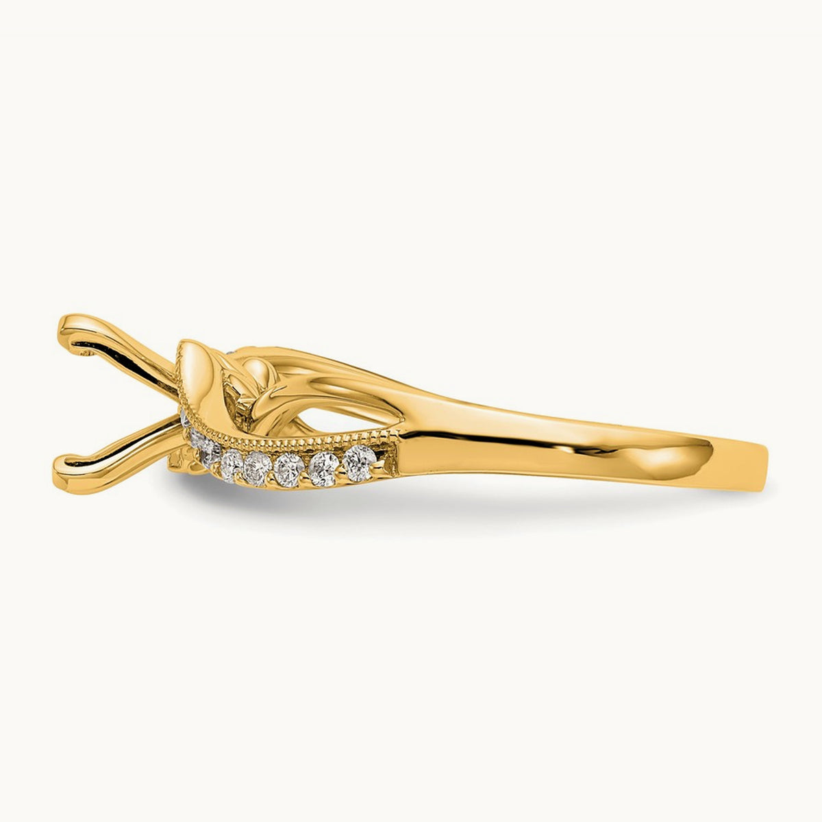 Peg Set Diamond Semi Criss-Cross Eng Ring, 14K Yellow Gold