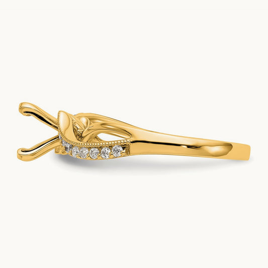 Peg Set Diamond Semi Criss-Cross Eng Ring, 14K Yellow Gold
