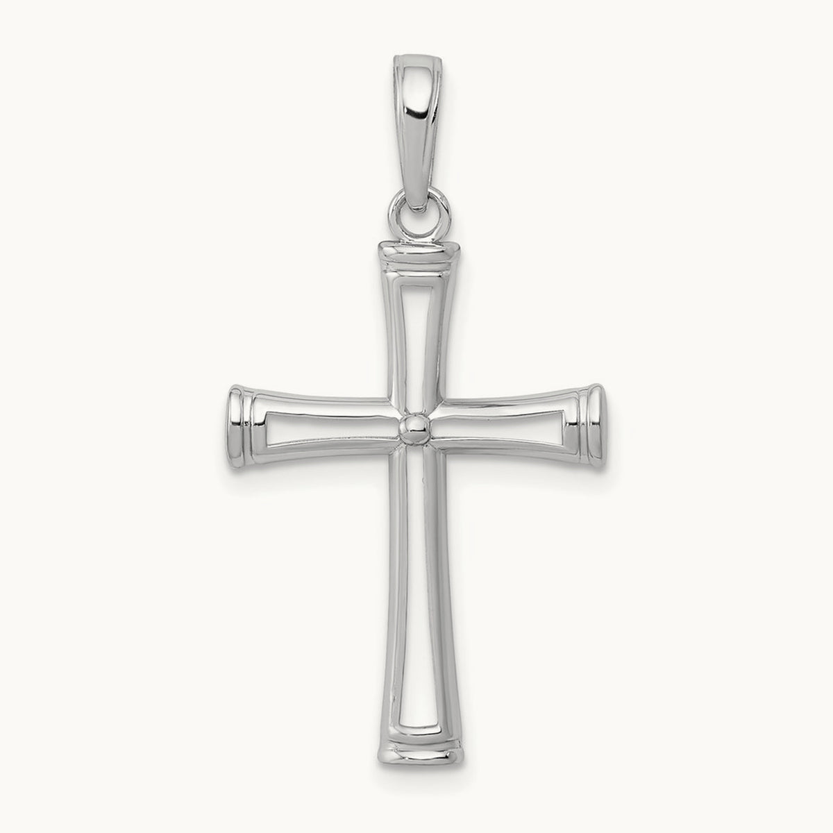 Polished and Cut-Out Cross — 14K White Gold