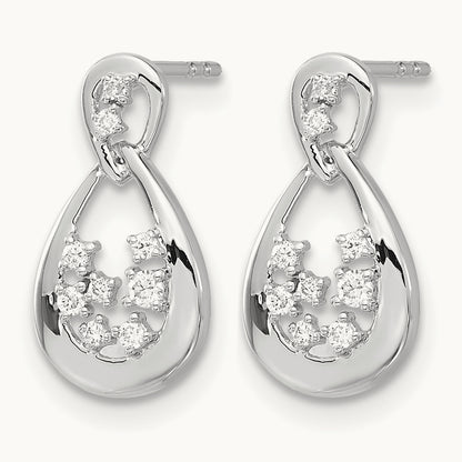 Diamond Post Earrings, 14K White Gold