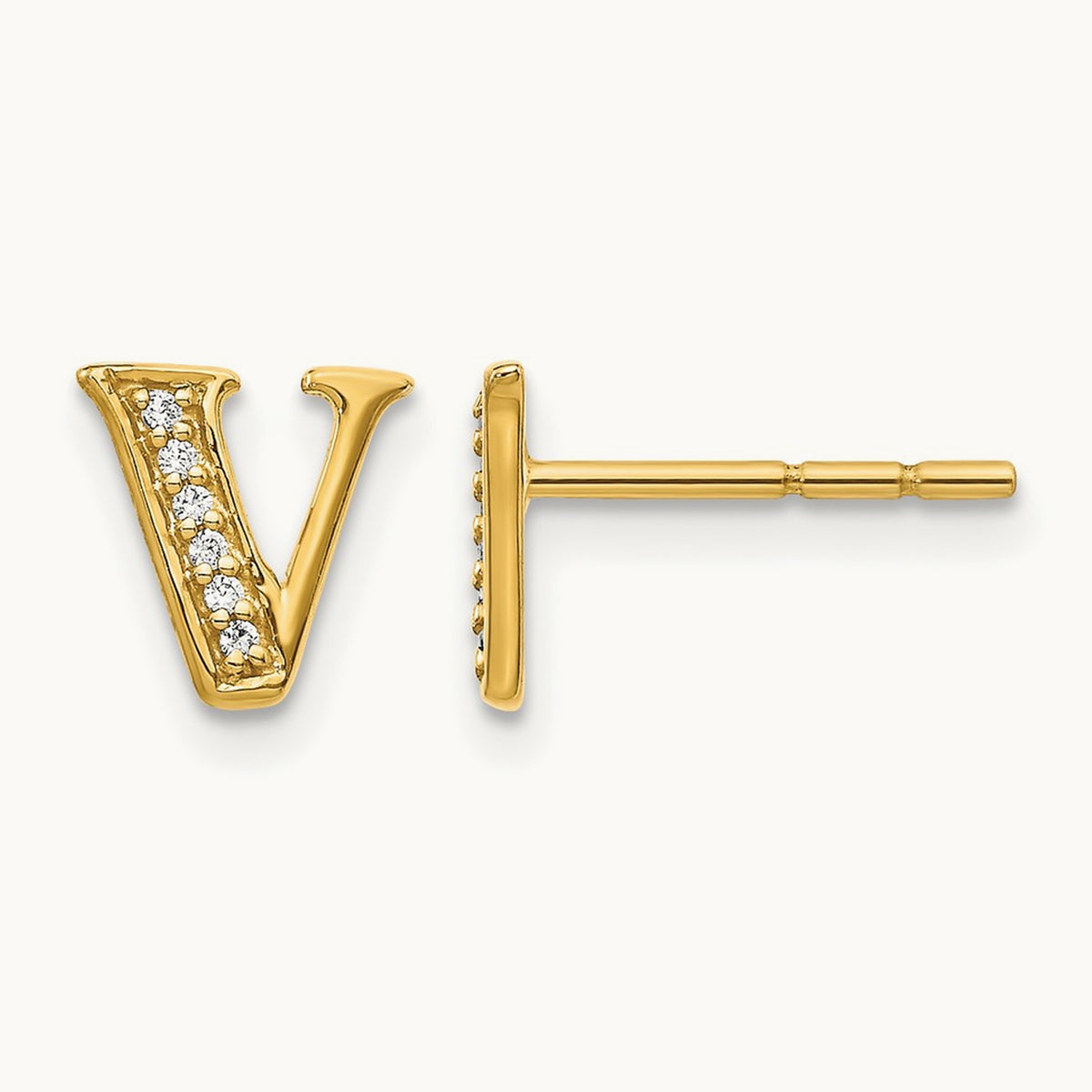 Diamond Earrings — 14K Yellow Gold, 8mm, V