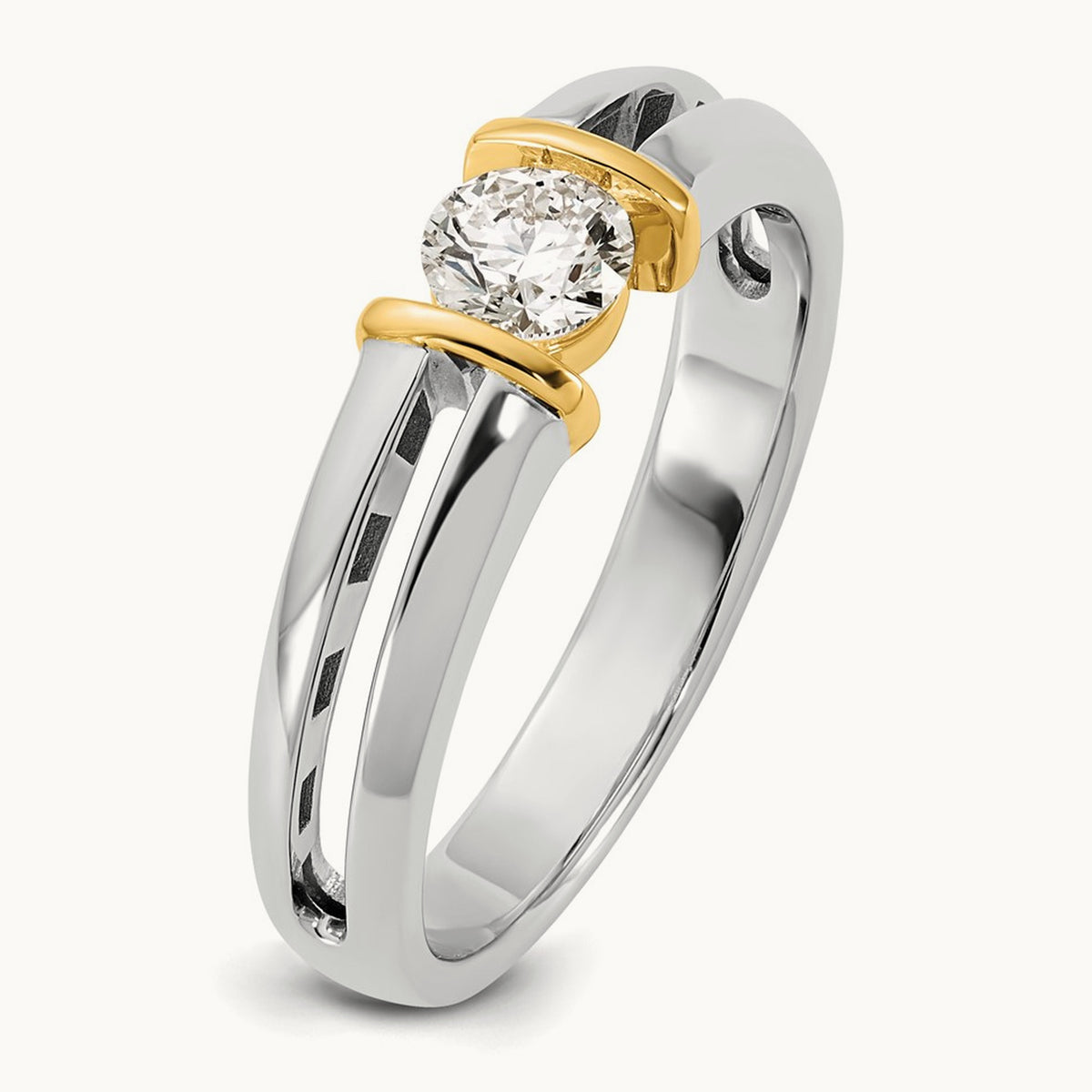 .5ct Mens Wedding Band, 14K Two-tone