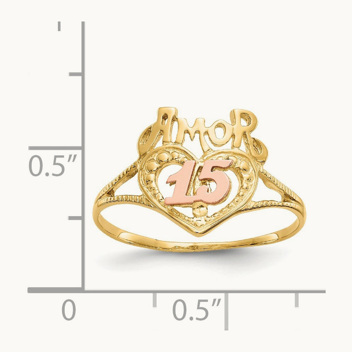 Amor 15 Heart Ring, 14K Two-tone