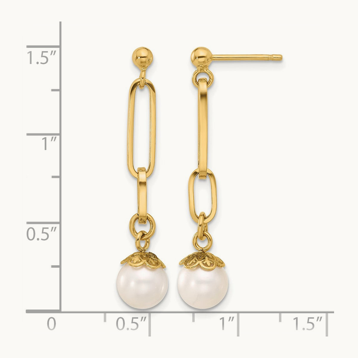 Polished Freshwater Cultured Pearl Post Dangle Earrings, 14K — Leslie's